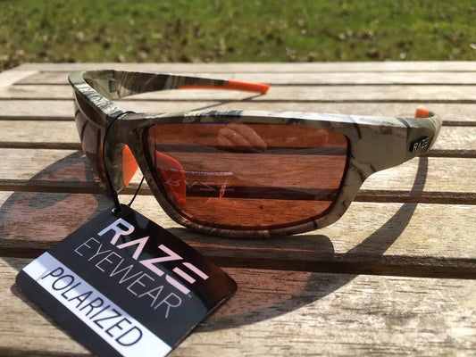 RAZE Sunglasses polarized fishing Camo Brown Amber Lens