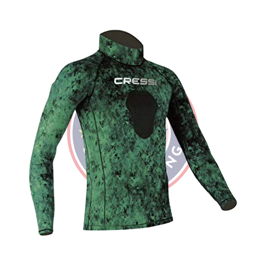 Cressi Hunter Green Camo Rash Guard w/ Chest Pad