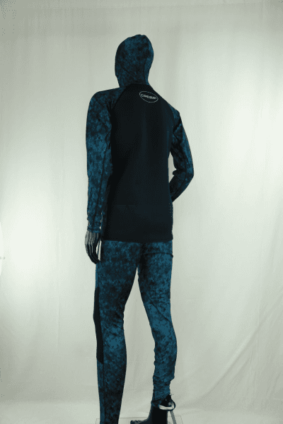 Cressi Cobia Blue Camo Hooded Rash Guard - Neoprene Padded Chest Wetsuit / Rashguard