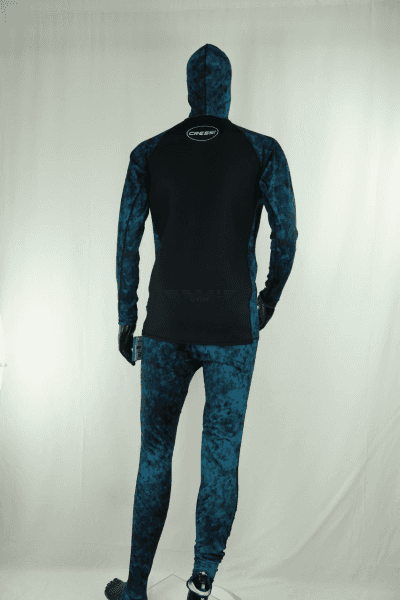 Cressi Cobia Blue Camo Hooded Rash Guard - Neoprene Padded Chest Wetsuit / Rashguard