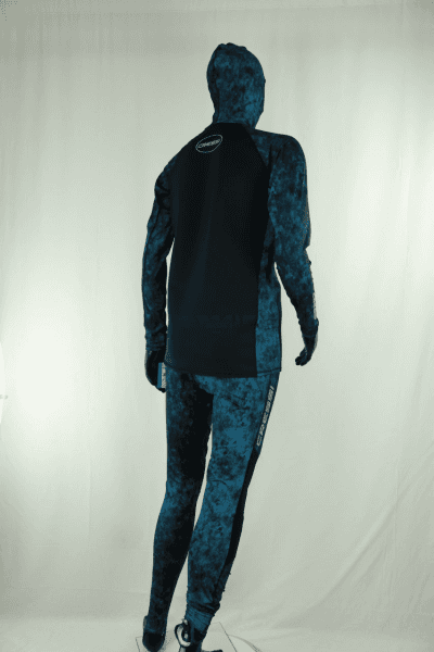 Cressi Cobia Blue Camo Hooded Rash Guard - Neoprene Padded Chest Wetsuit / Rashguard