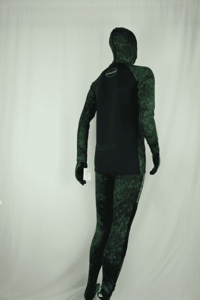 Cressi Cobia Green Camo Hooded Rash Guard - Neoprene Padded Chest Wetsuit / Rashguard