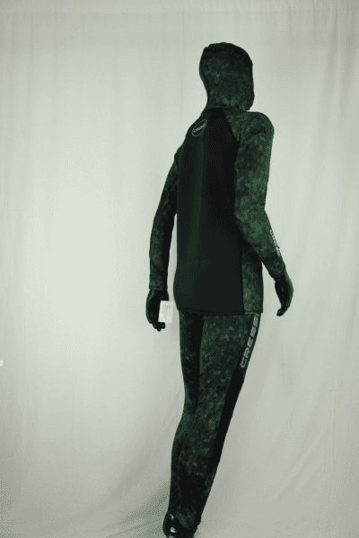 Cressi Cobia Green Camo Hooded Rash Guard - Neoprene Padded Chest Wetsuit / Rashguard