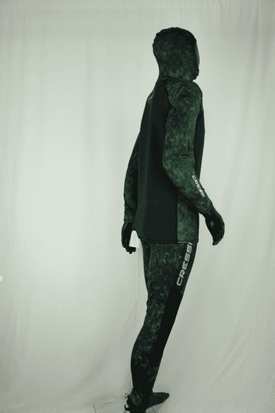 Cressi Cobia Green Camo Hooded Rash Guard - Neoprene Padded Chest Wetsuit / Rashguard
