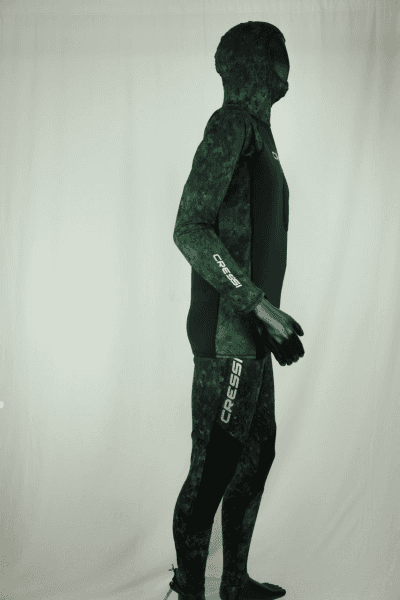 Cressi Cobia Green Camo Hooded Rash Guard - Neoprene Padded Chest Wetsuit / Rashguard