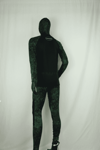Cressi Cobia Green Camo Hooded Rash Guard - Neoprene Padded Chest Wetsuit / Rashguard