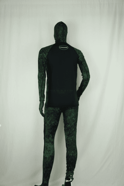 Cressi Cobia Green Camo Hooded Rash Guard - Neoprene Padded Chest Wetsuit / Rashguard