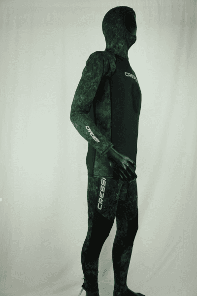 Cressi Cobia Green Camo Hooded Rash Guard - Neoprene Padded Chest Wetsuit / Rashguard